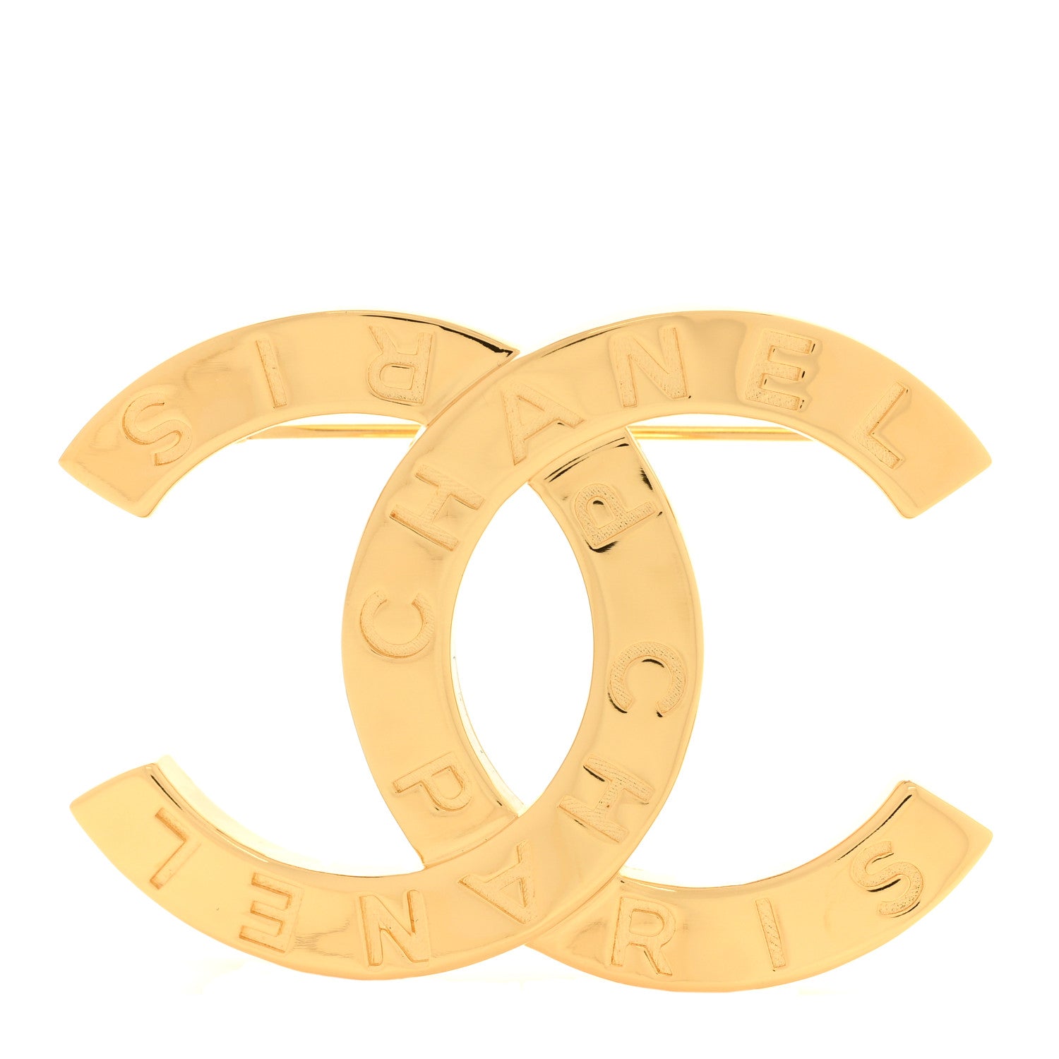 Chanel Metal Paris Button CC Large Brooch Gold 1 of 4