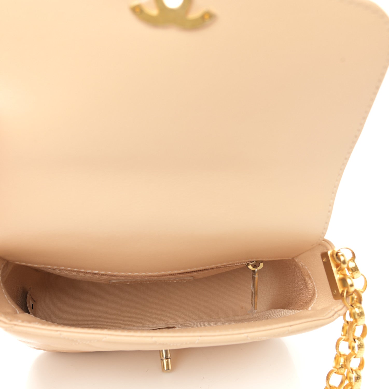 Chanel Lambskin Quilted Small CC Coin Flap Bag Beige 5 of 10