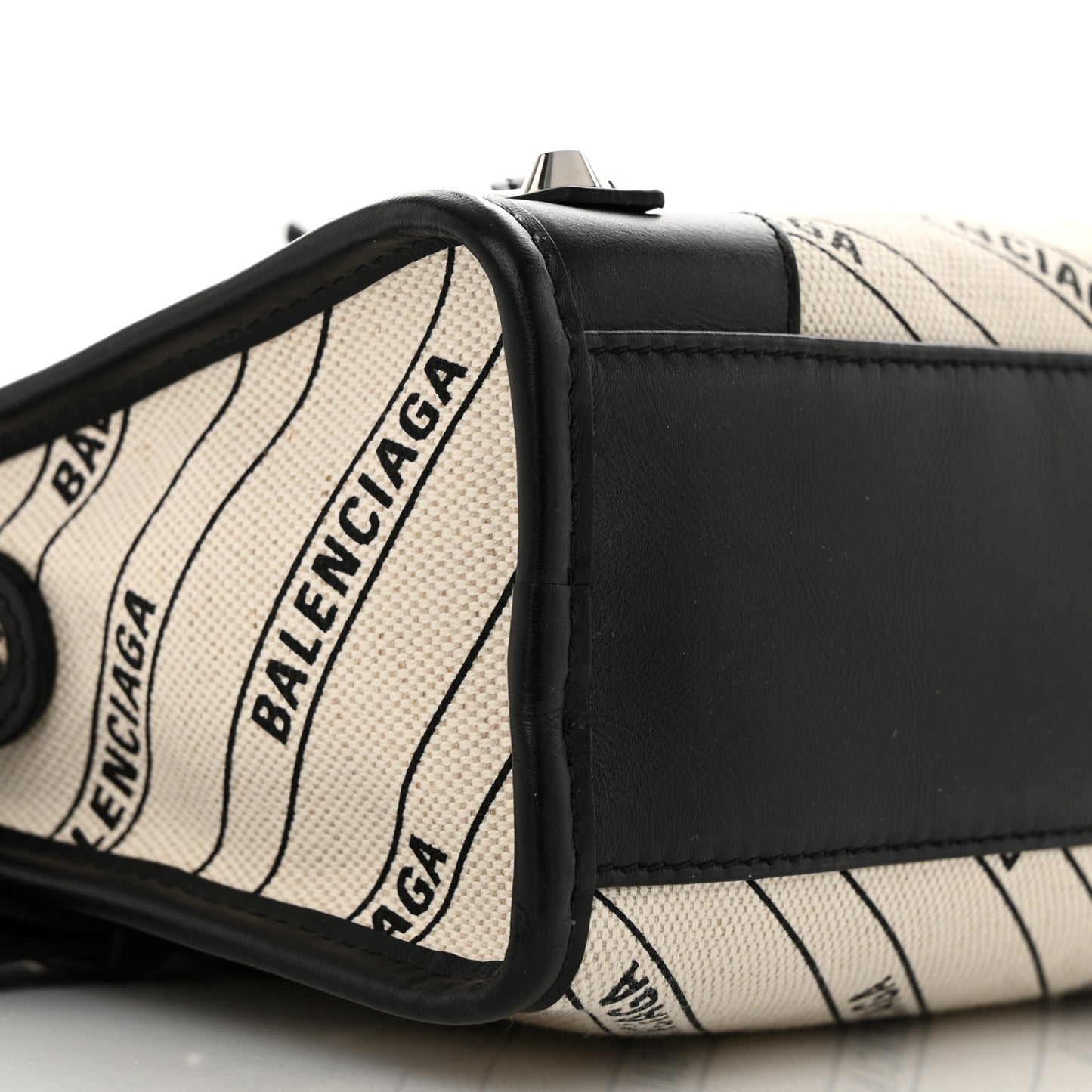 Canvas Satin Calfskin Diagonal Allover Logo Print Classic Silver Hardware Mini City Natural Black
