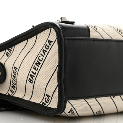 Balenciaga Canvas Satin Calfskin Diagonal Allover Logo Print Classic Silver Hardware Mini City Natural Black 11 of 12