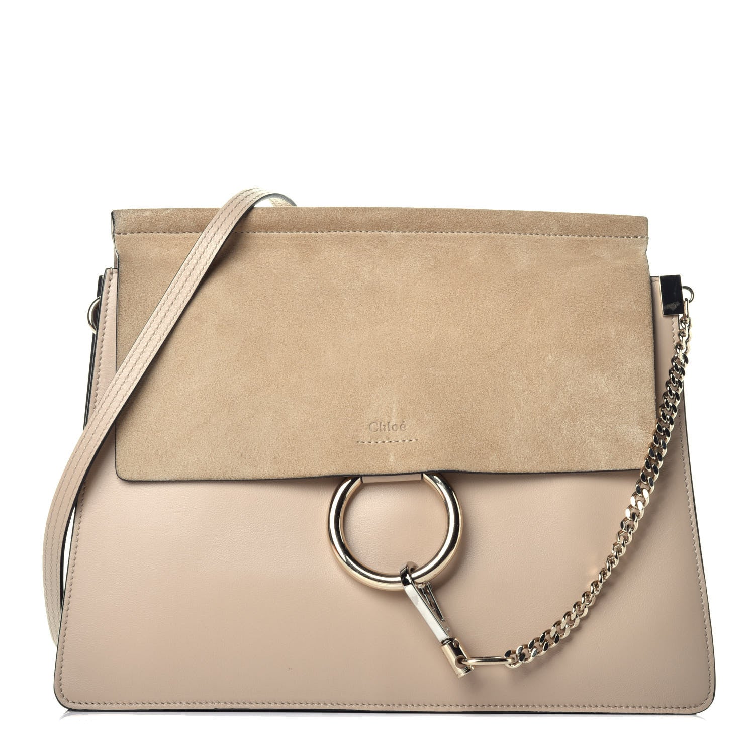Chloe Suede Calfskin Medium Faye Shoulder Bag Pearl Beige 1 of 8