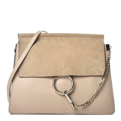 Chloe Suede Calfskin Medium Faye Shoulder Bag Pearl Beige 1 of 8