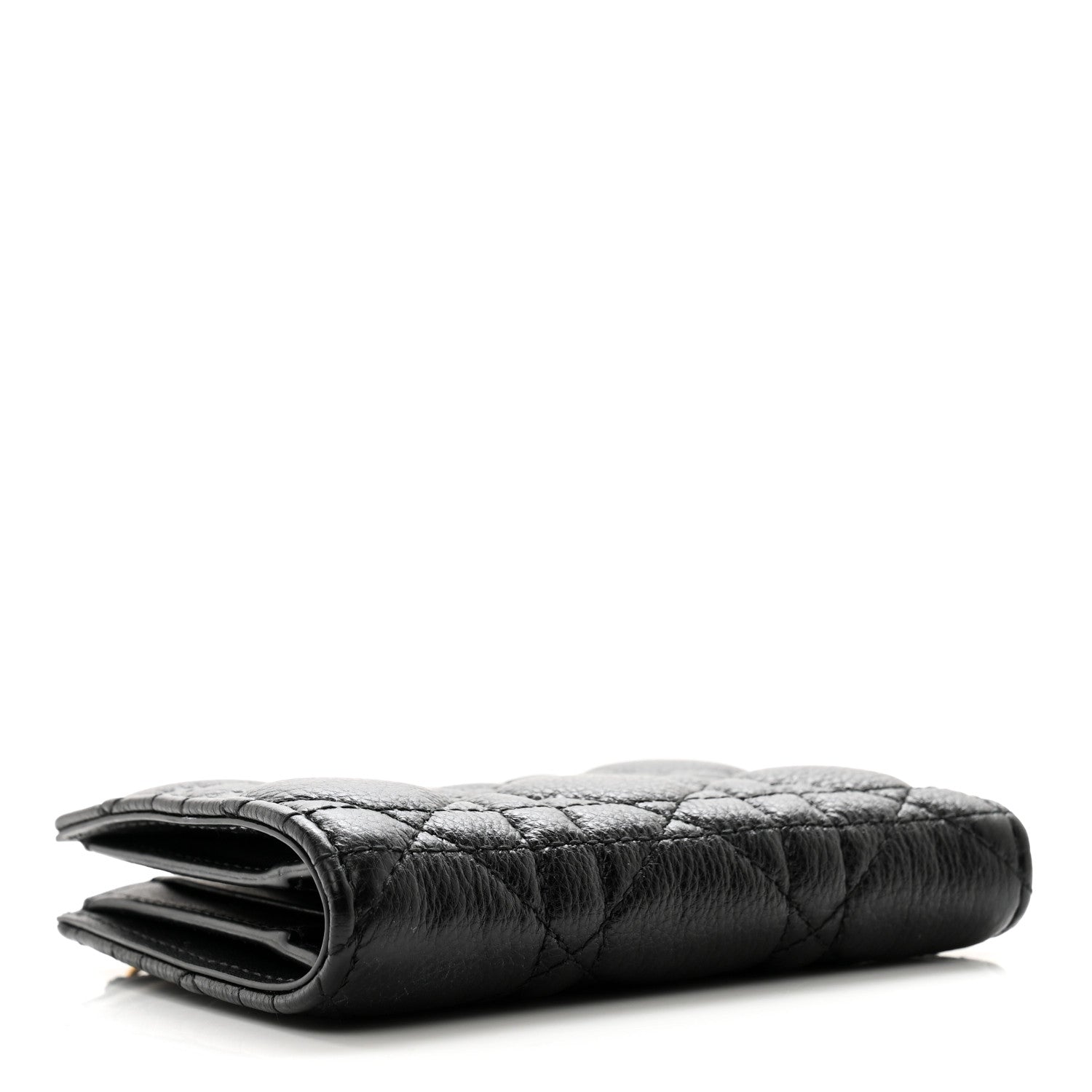 Christian Dior Grained Calfskin Supple Cannage Caro Dahlia Wallet Black 4 of 11