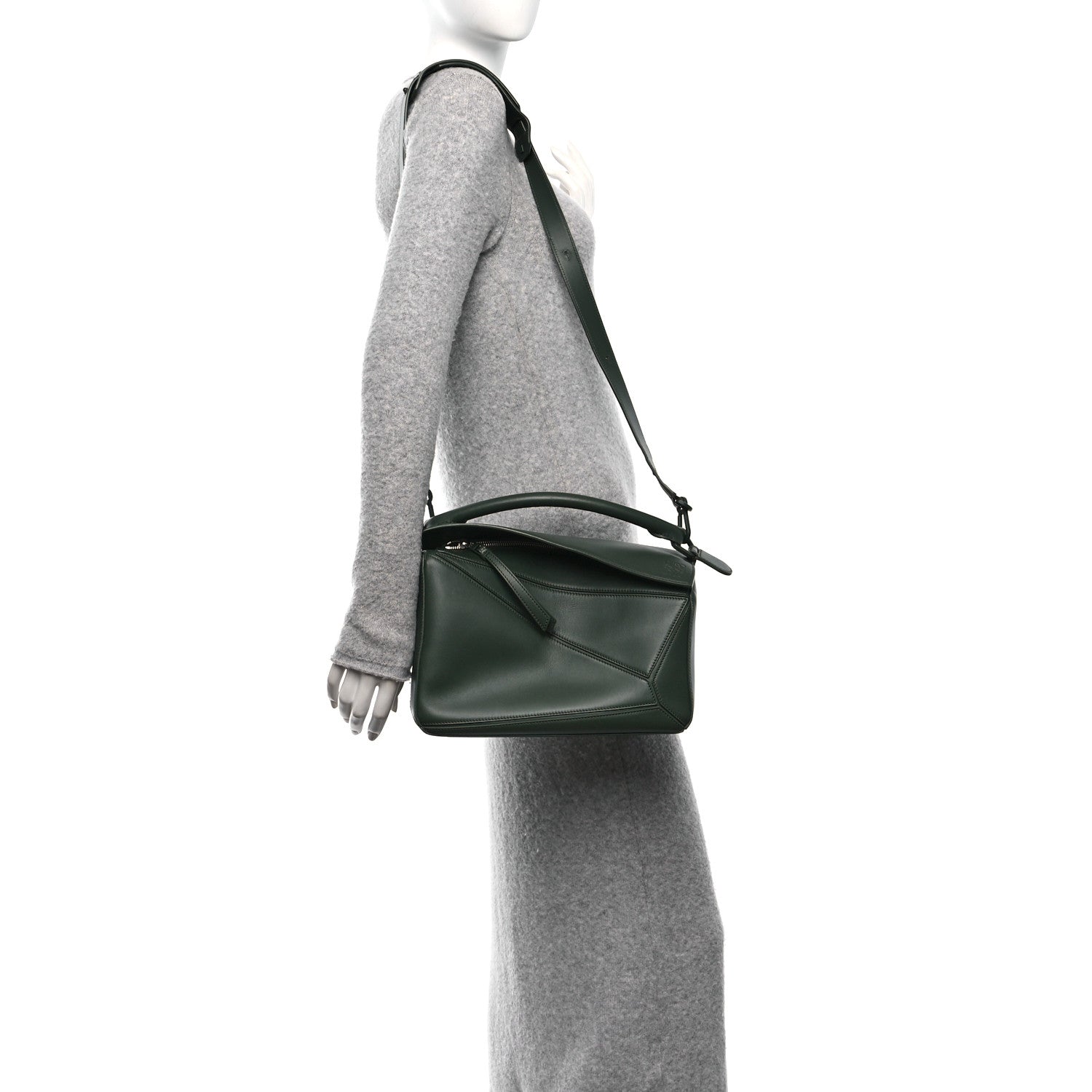 Loewe Satin Calfskin Monochrome Medium Puzzle Bag Vintage Khaki