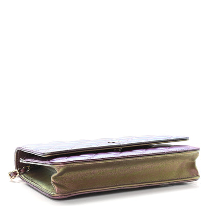 Chanel Iridescent Lambskin Quilted Wallet On Chain WOC Dark Purple 3 of 9