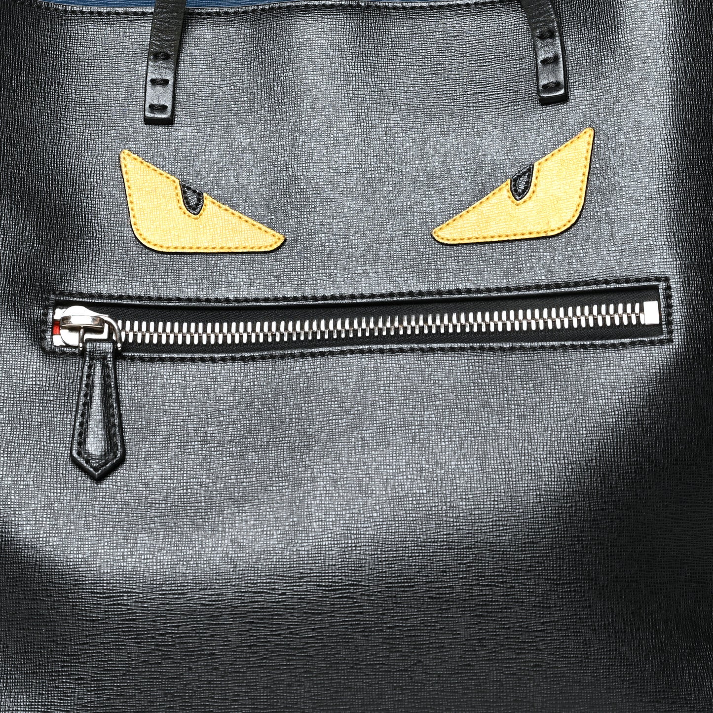 Vitello Elite Cuoio Monster Buggies Medium Roll Tote Black Multicolor Blue Cobalto