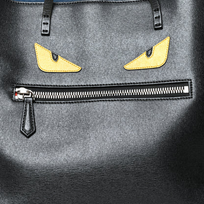 Fendi Vitello Elite Cuoio Monster Buggies Medium Roll Tote Black Multicolor Blue Cobalto 8 of 17