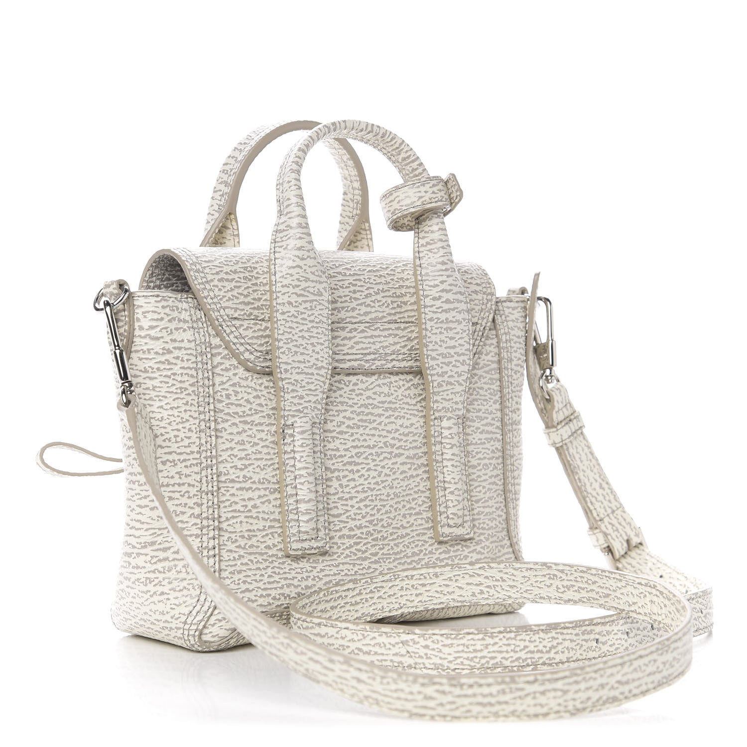 3.1 Phillip Lim 3.1 Shark Embossed Textured Calfskin Mini Pashli Satchel Ivory Dove 3 of 10