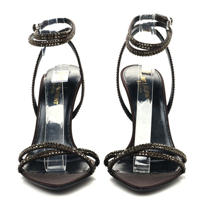 Saint Laurent Satin Crystal Ava 105 Sandals 37 Amaranth 2 of 8