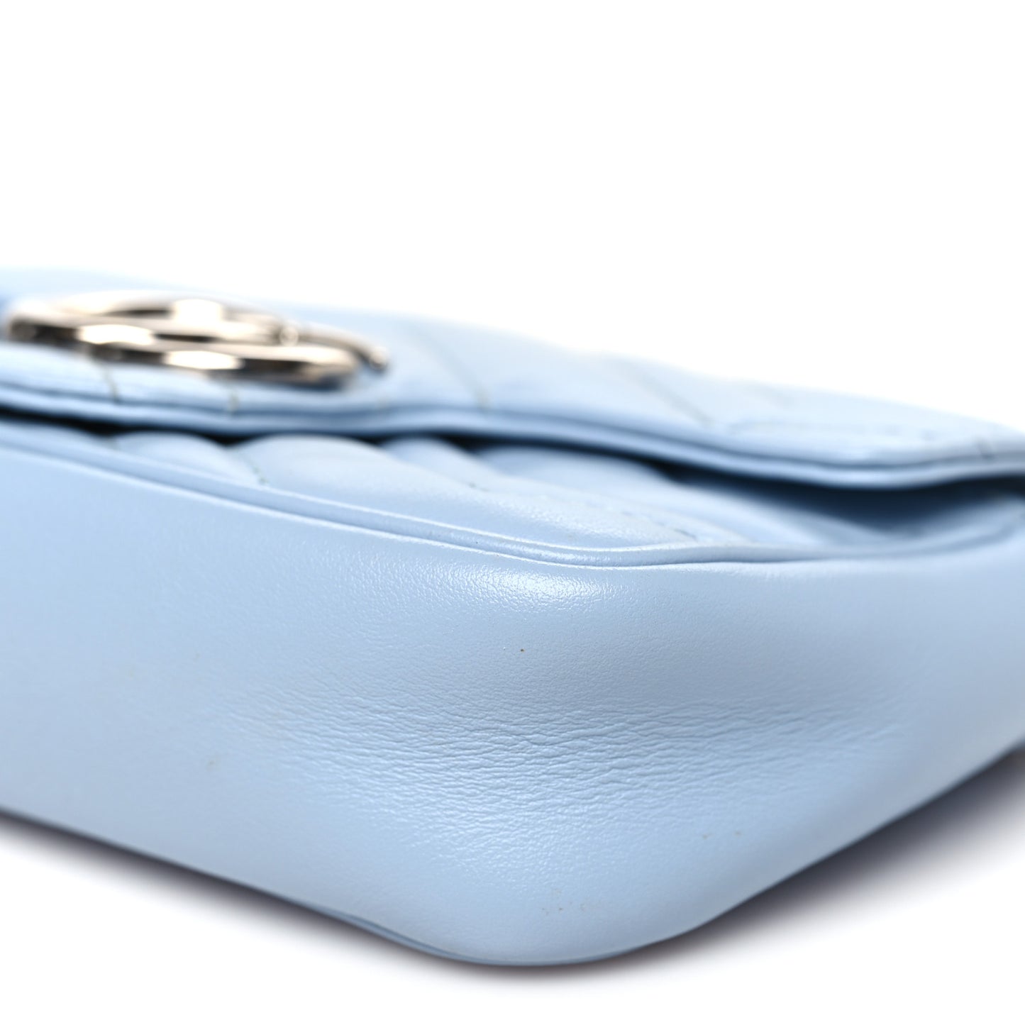 Calfskin Matelasse Super Mini GG Marmont Shoulder Bag Porcelain Light Blue