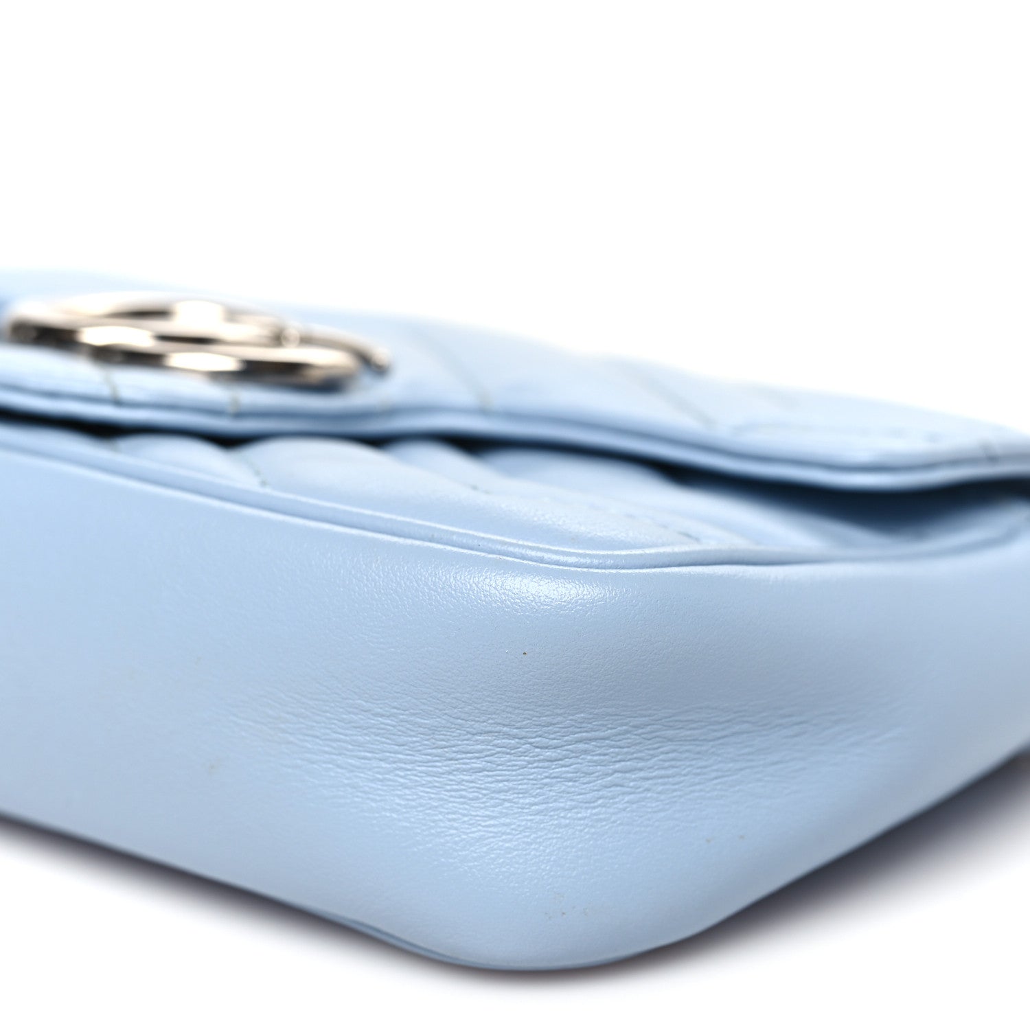 Gucci Calfskin Matelasse Super Mini GG Marmont Shoulder Bag Porcelain Light Blue 10 of 12