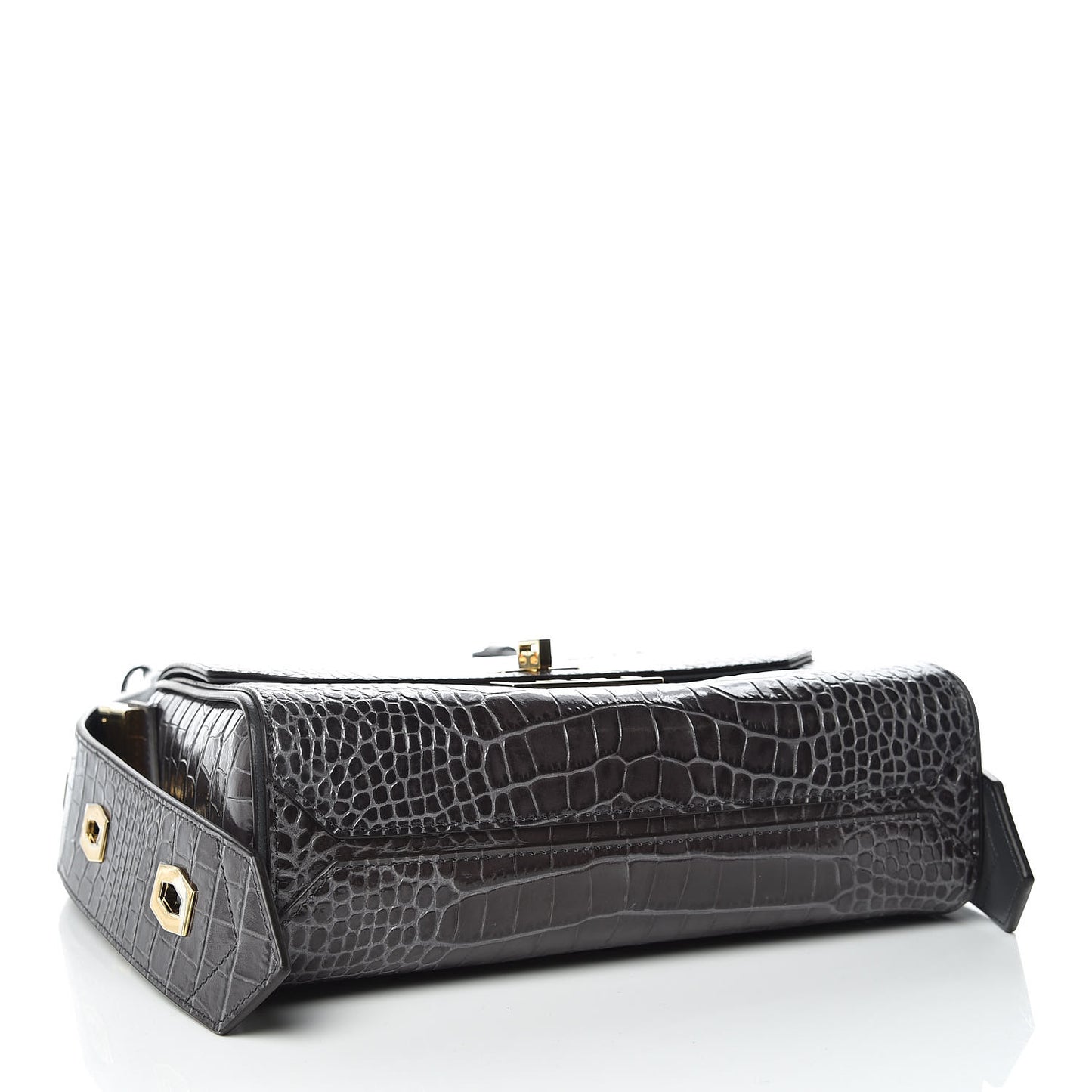 Calfskin Crocodile Embossed Medium Eden Storm Grey