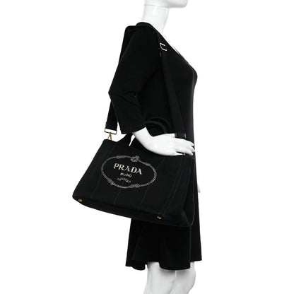 Prada Canapa Logo Tote Black 2 of 9