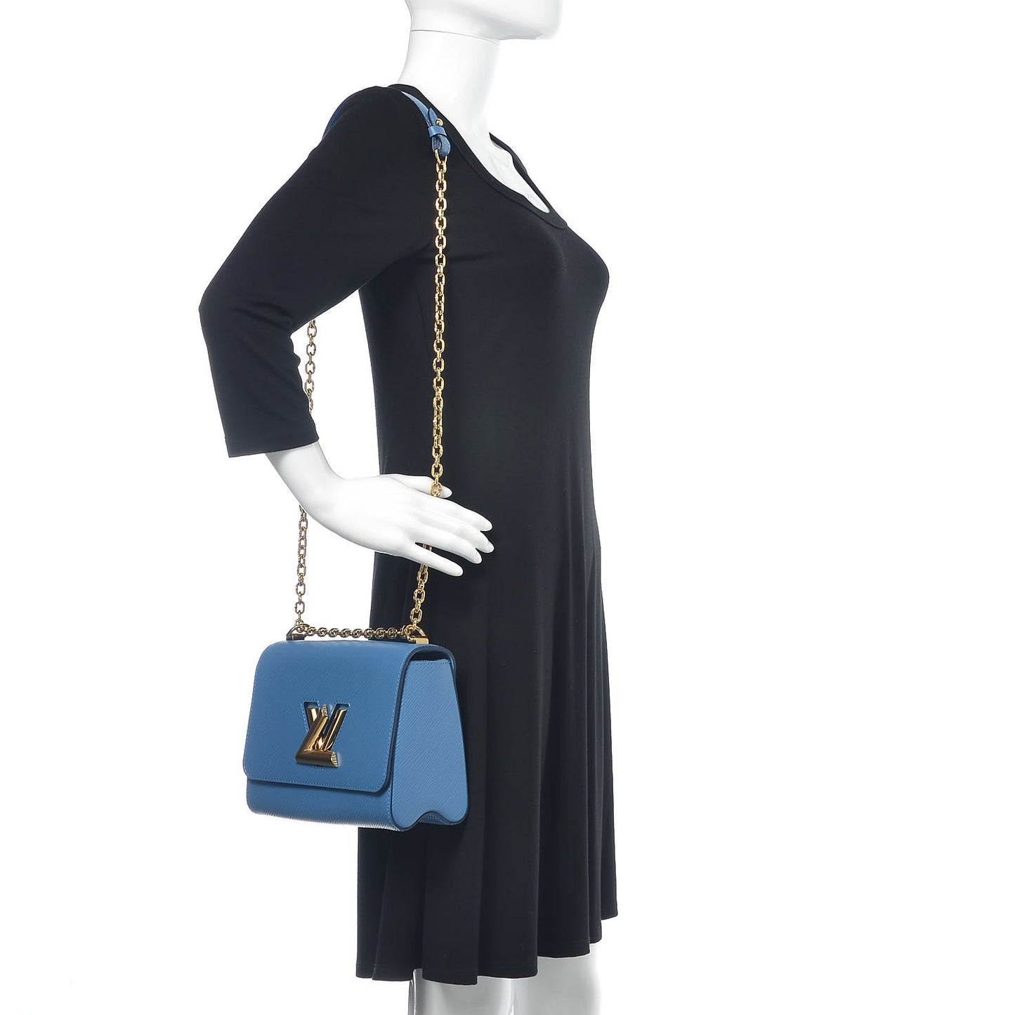 Epi Twist Shoulder Bag MM Blue Jean