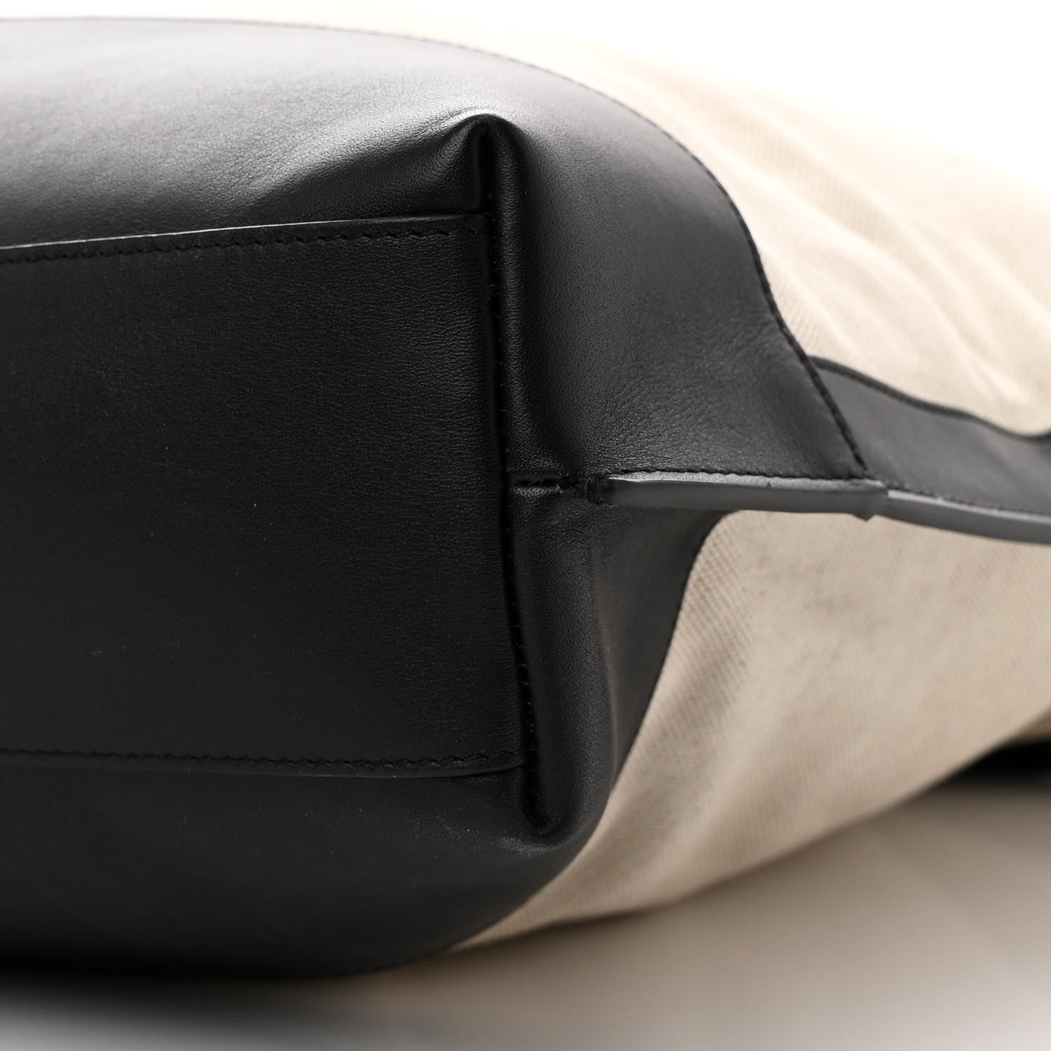 Saint Laurent Canvas Calfskin Tag Hobo White Black 12 of 12