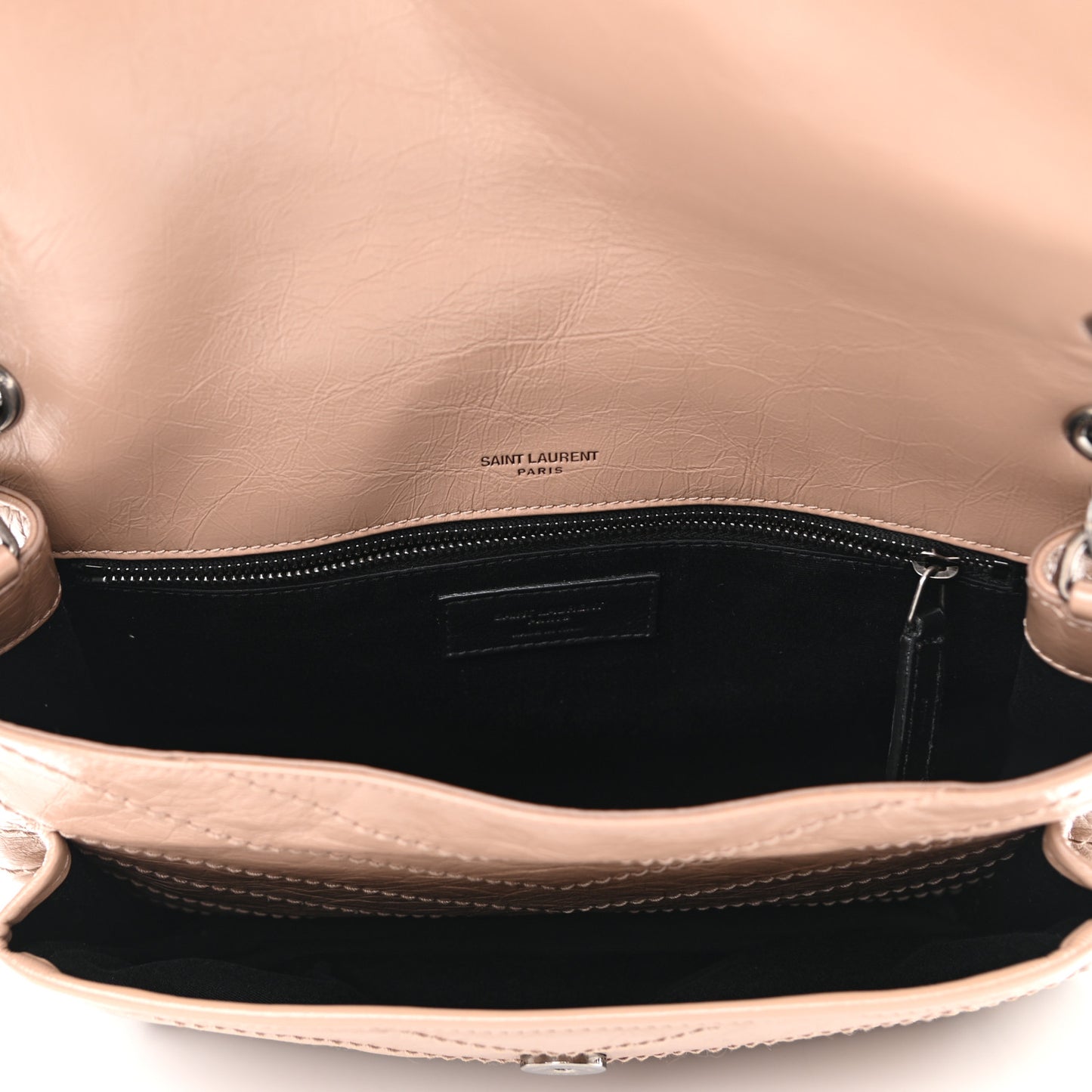 Crinkled Calfskin Matelasse Monogram Medium Niki Chain Satchel Gold Sand