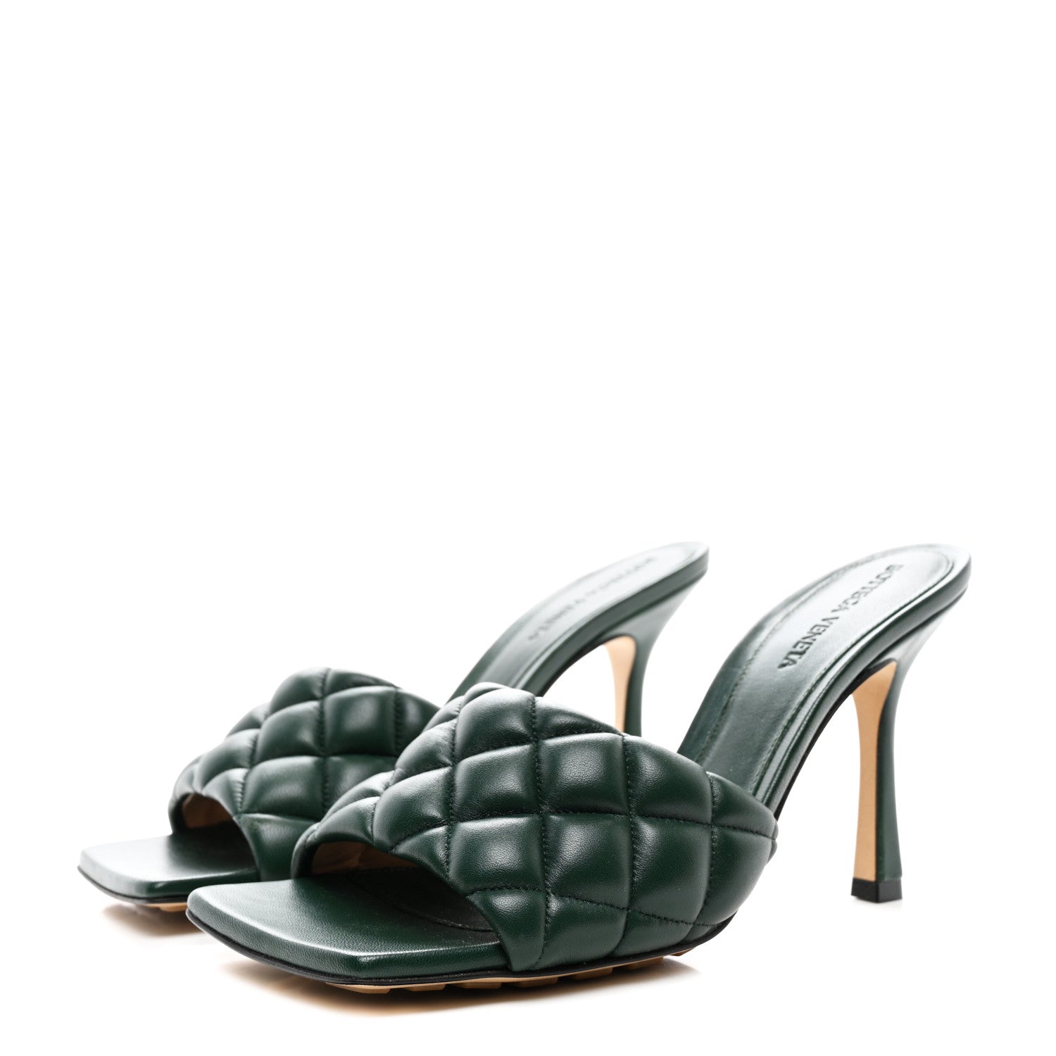 Bottega Veneta Nappa Matelasse Padded Mule Sandals 39 Pine Green 3 of 9
