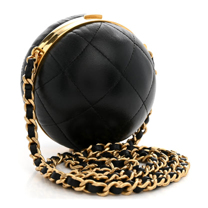Chanel Lambskin Quilted Sphere Minaudiere Chain Clutch Black 3 of 11