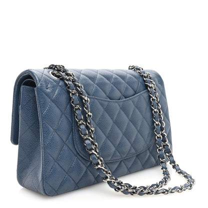 Chanel Caviar Quilted Medium Double Flap Dark Blue 3 of 10