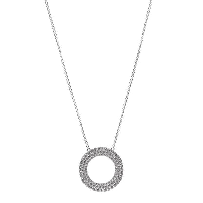 Tiffany 18K White Gold Diamond Metro Round Pendant Necklace 1 of 7