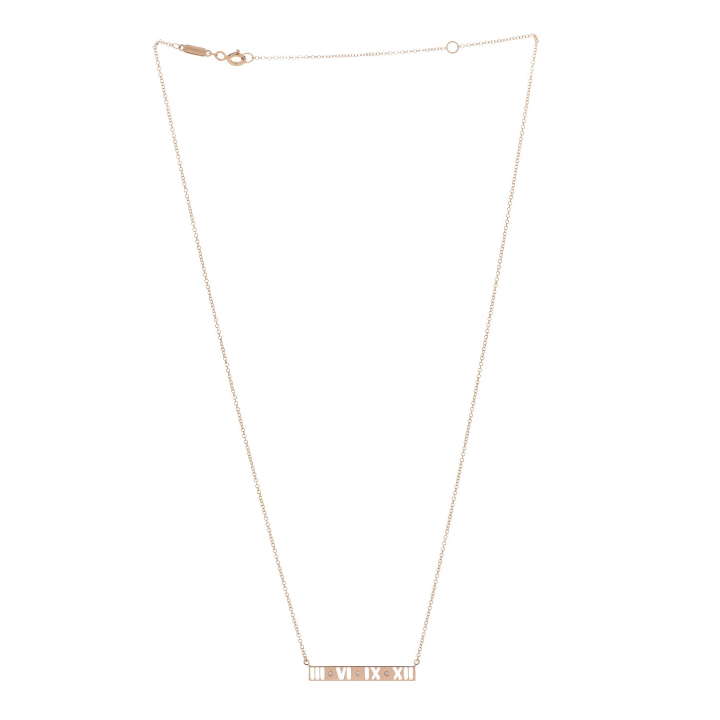 18K Rose Gold Diamond Atlas Pierced Bar Pendant Necklace