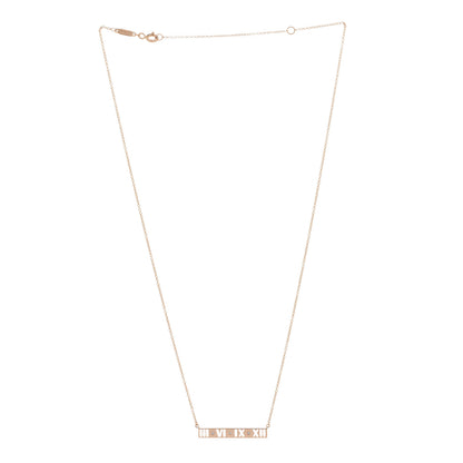 Tiffany 18K Rose Gold Diamond Atlas Pierced Bar Pendant Necklace 2 of 4
