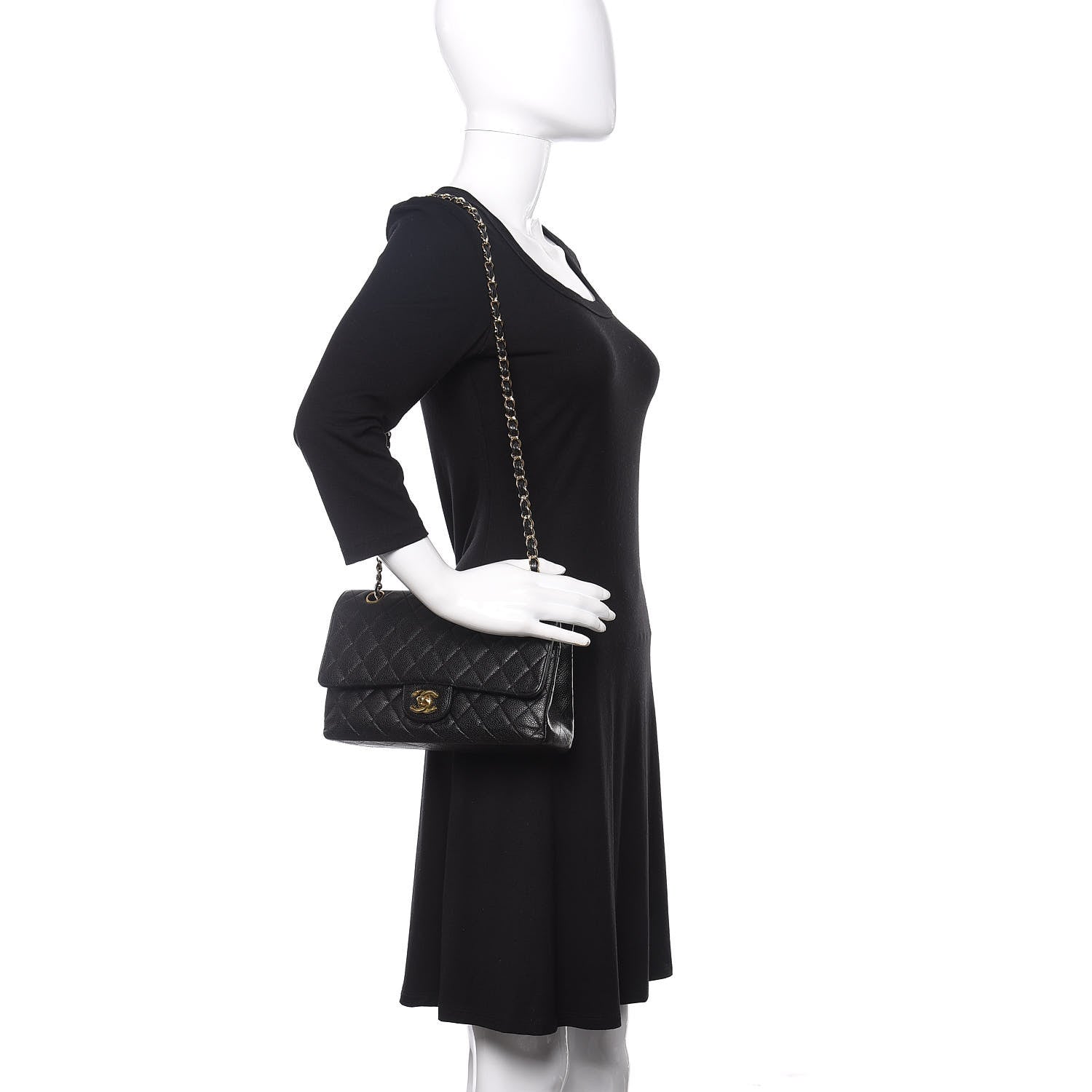 Chanel Caviar Quilted Medium Double Flap Black 2 of 9