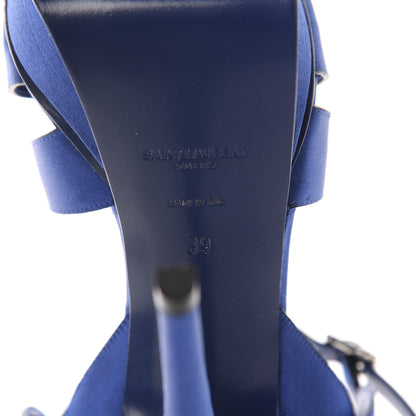 Saint Laurent Satin Tribute 105 Platform Sandals 39 Blue 9 of 10