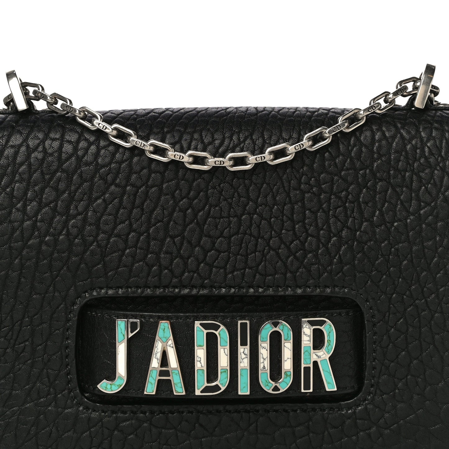 Canyon Grained Lambskin J'Adior Chain Flap Bag Black