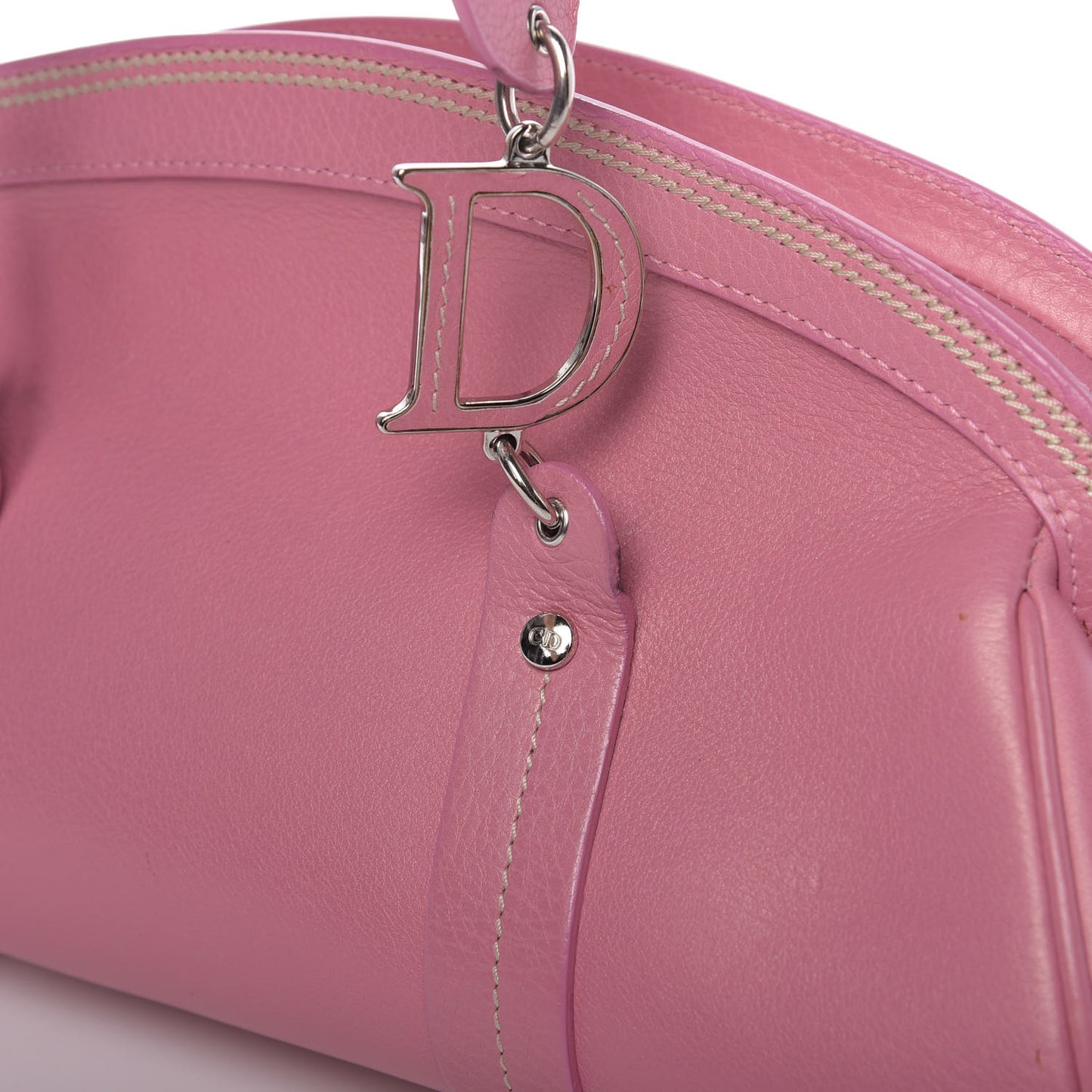 Grained Calfskin Romantic Flowers Frame Satchel Pink