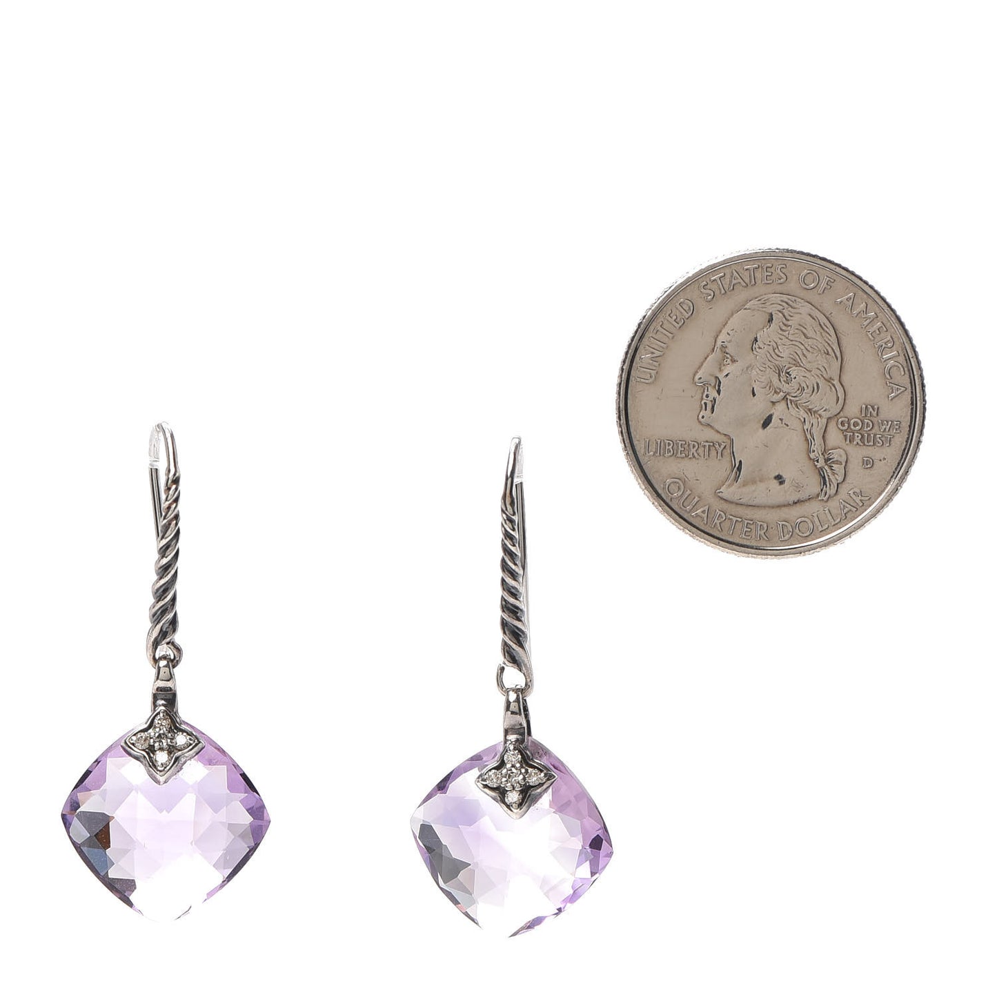 Sterling Silver Diamond Amethyst Capri Drop Earrings