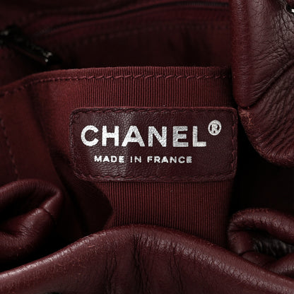Chanel Deerskin Chevron Small CC Chain Bucket Bag Burgundy 6 of 11