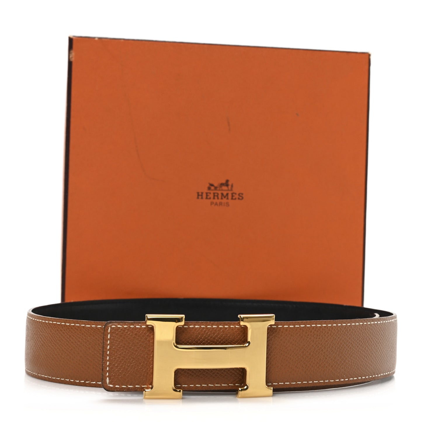 Box Courchevel 24mm Constance H Belt  70 28 Black Gold