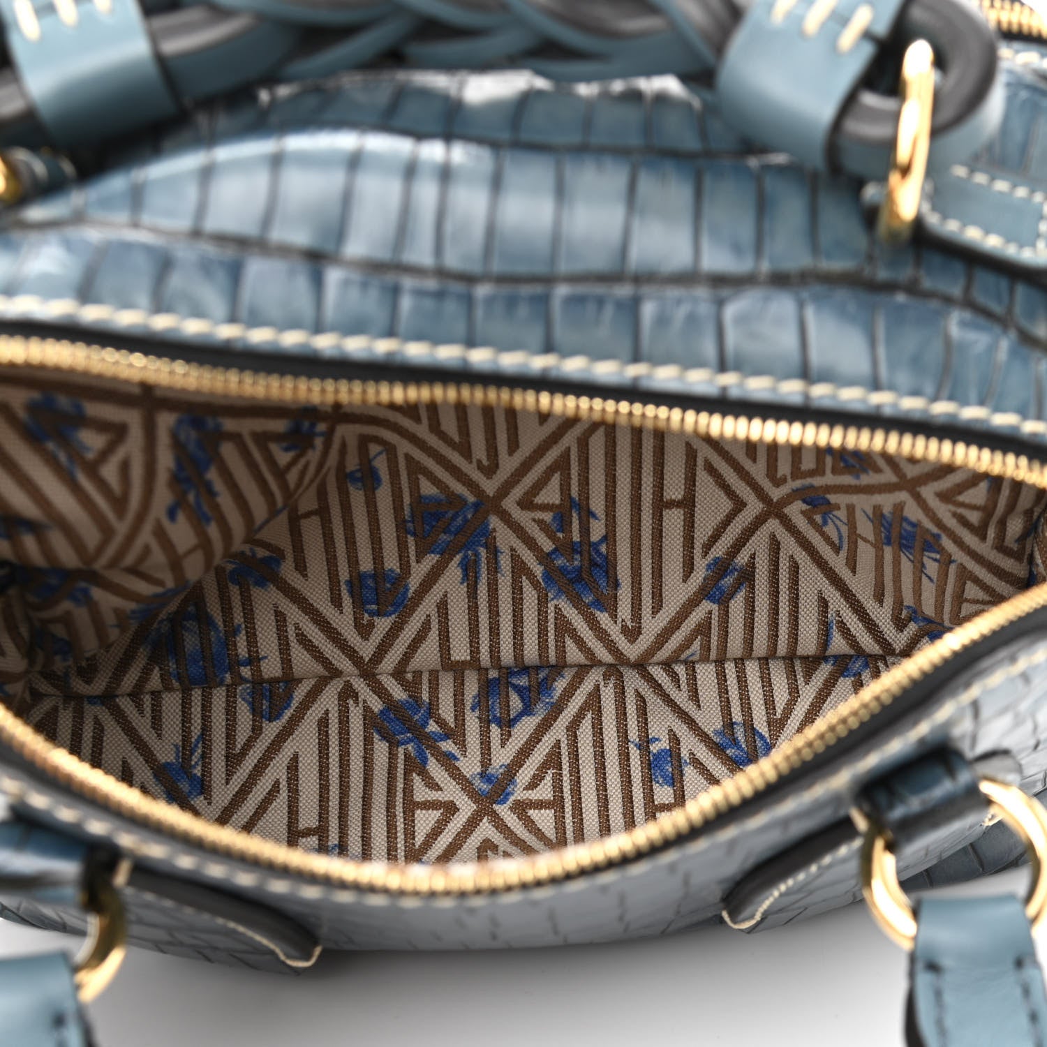 Chloe Calfskin Crocodile Embossed Small Daria Blue 5 of 11