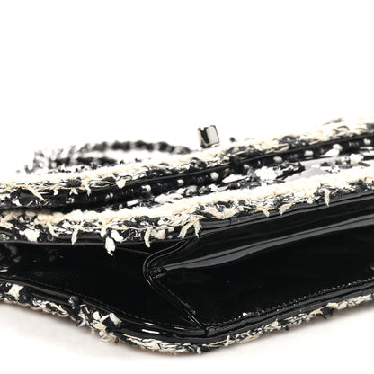 Chanel Tweed Patent Quilted Rectangular Flap Black White 9 of 9