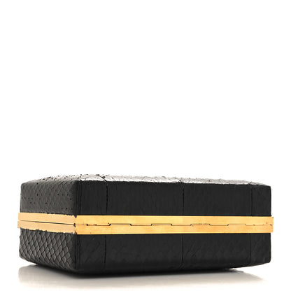 Alexander McQueen Snakeskin Poppy Cage Knuckle Box Clutch Black 4 of 13