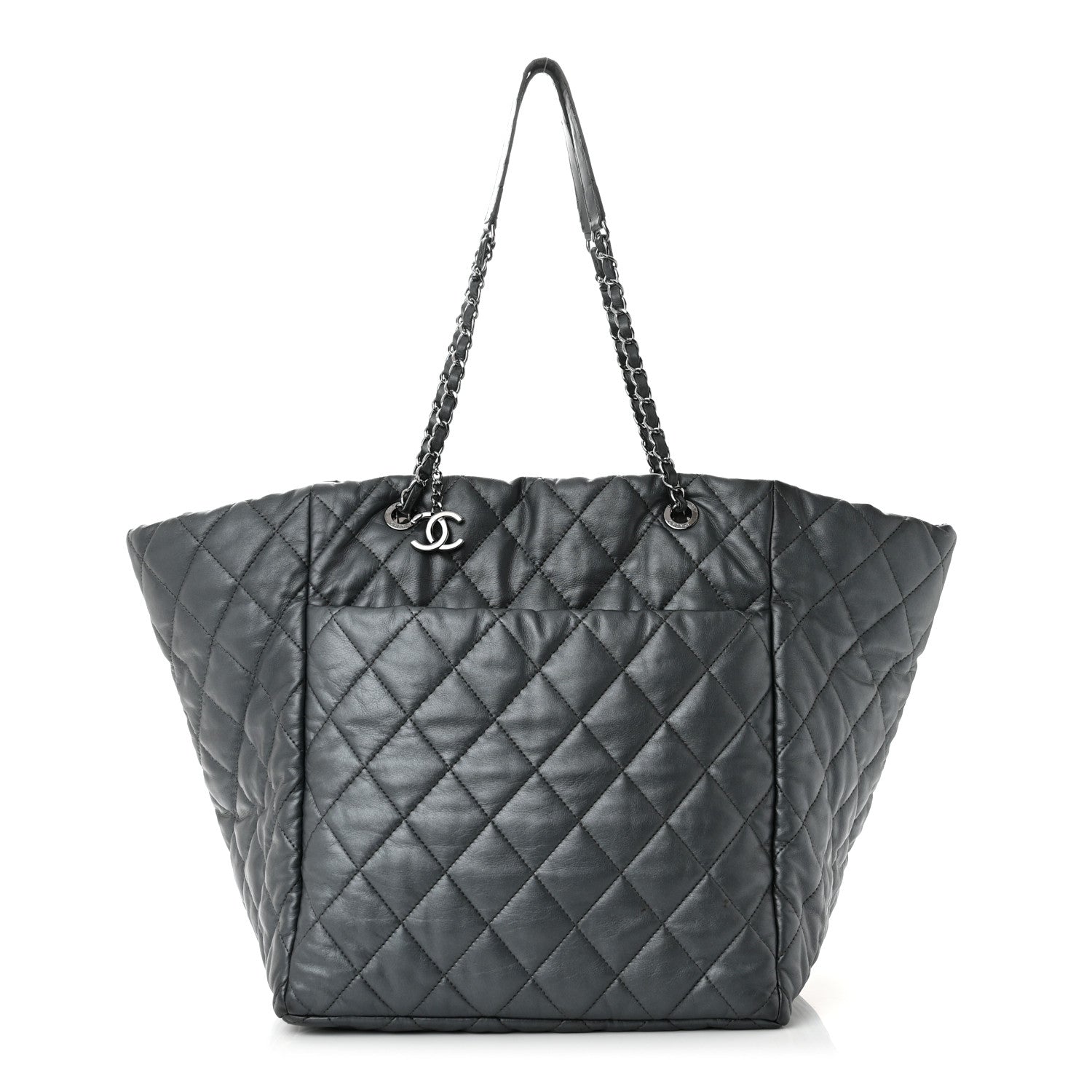 Chanel Metallic Lambskin Quilted Large Week End on Mars Tote Charcoal 1 of 15