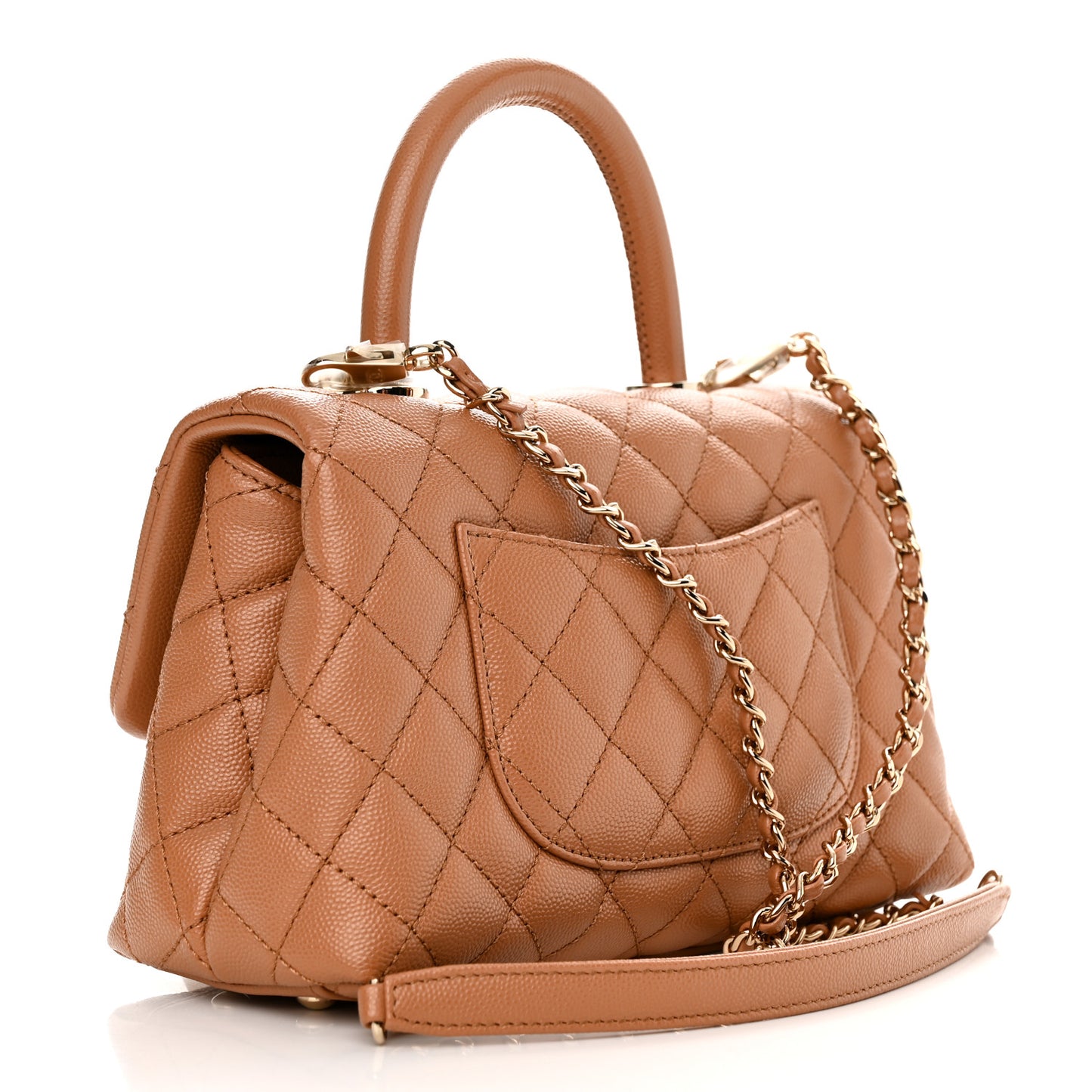 Caviar Quilted Mini Coco Handle Flap Brown