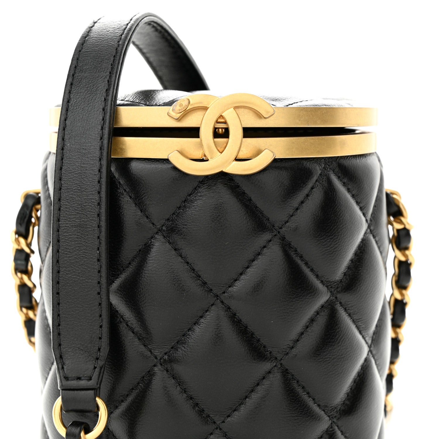 Chanel Lambskin Quilted Mini Crown Box Bag Black 9 of 12