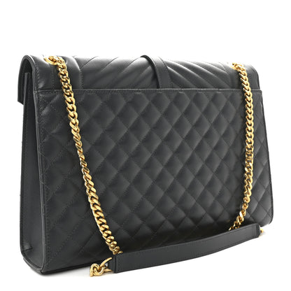 Saint Laurent Grain De Poudre Textured Mixed Matelasse Large Triquilt Monogram Satchel Dark Smog 3 of 9
