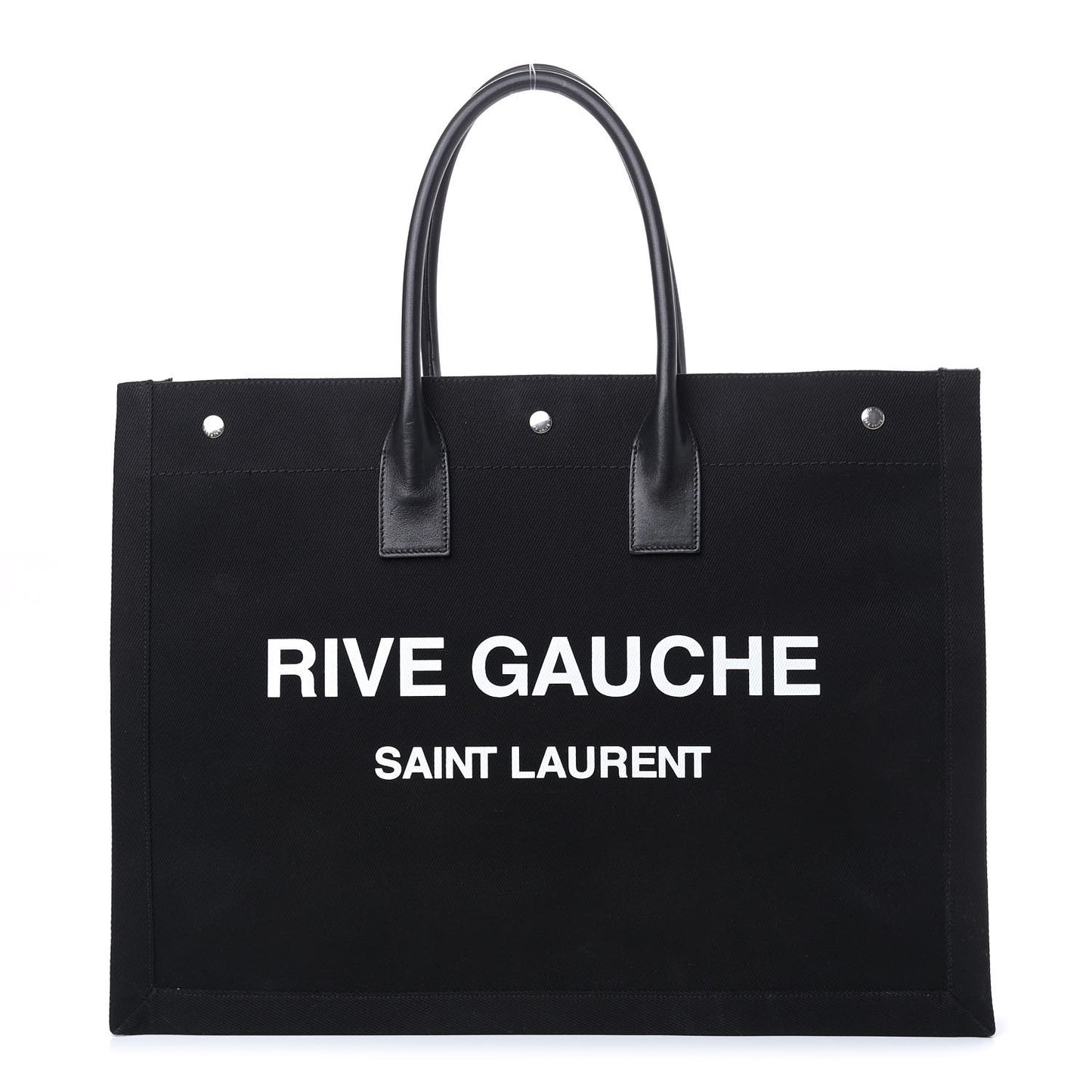 Linen Calfskin Rive Gauche Tote Black