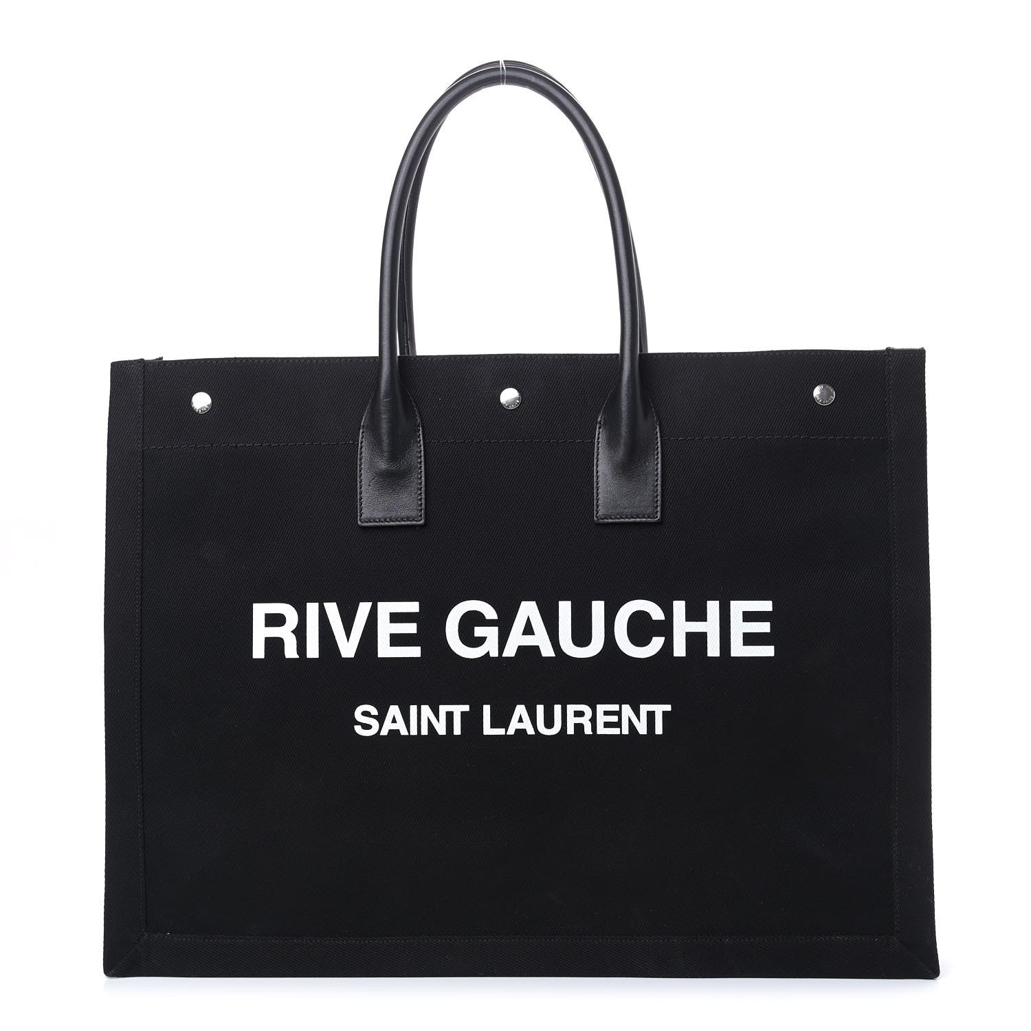 Saint Laurent Linen Calfskin Rive Gauche Tote Black 1 of 9