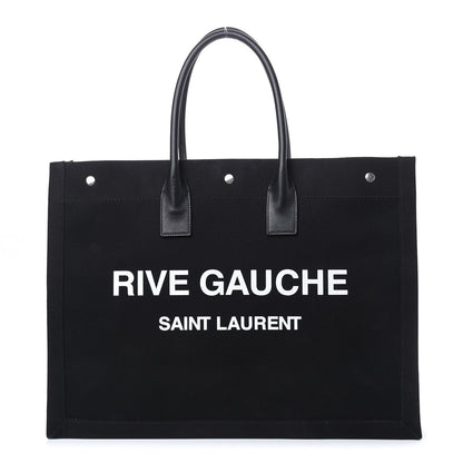 Saint Laurent Linen Calfskin Rive Gauche Tote Black 1 of 9