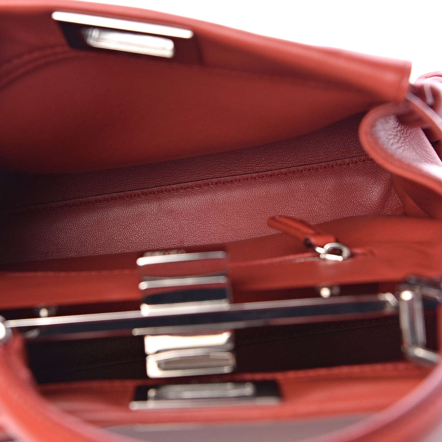 Fendi Nappa Lace Up Mini Peekaboo Iconic Satchel Bloody Mary 7 of 13