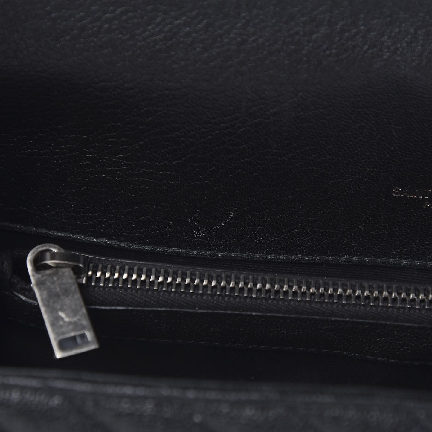 Sheepskin Matelasse Chevron Monogram Large College Satchel Black