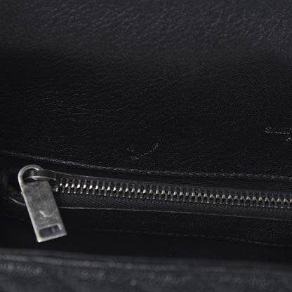 Saint Laurent Sheepskin Matelasse Chevron Monogram Large College Satchel Black 12 of 15