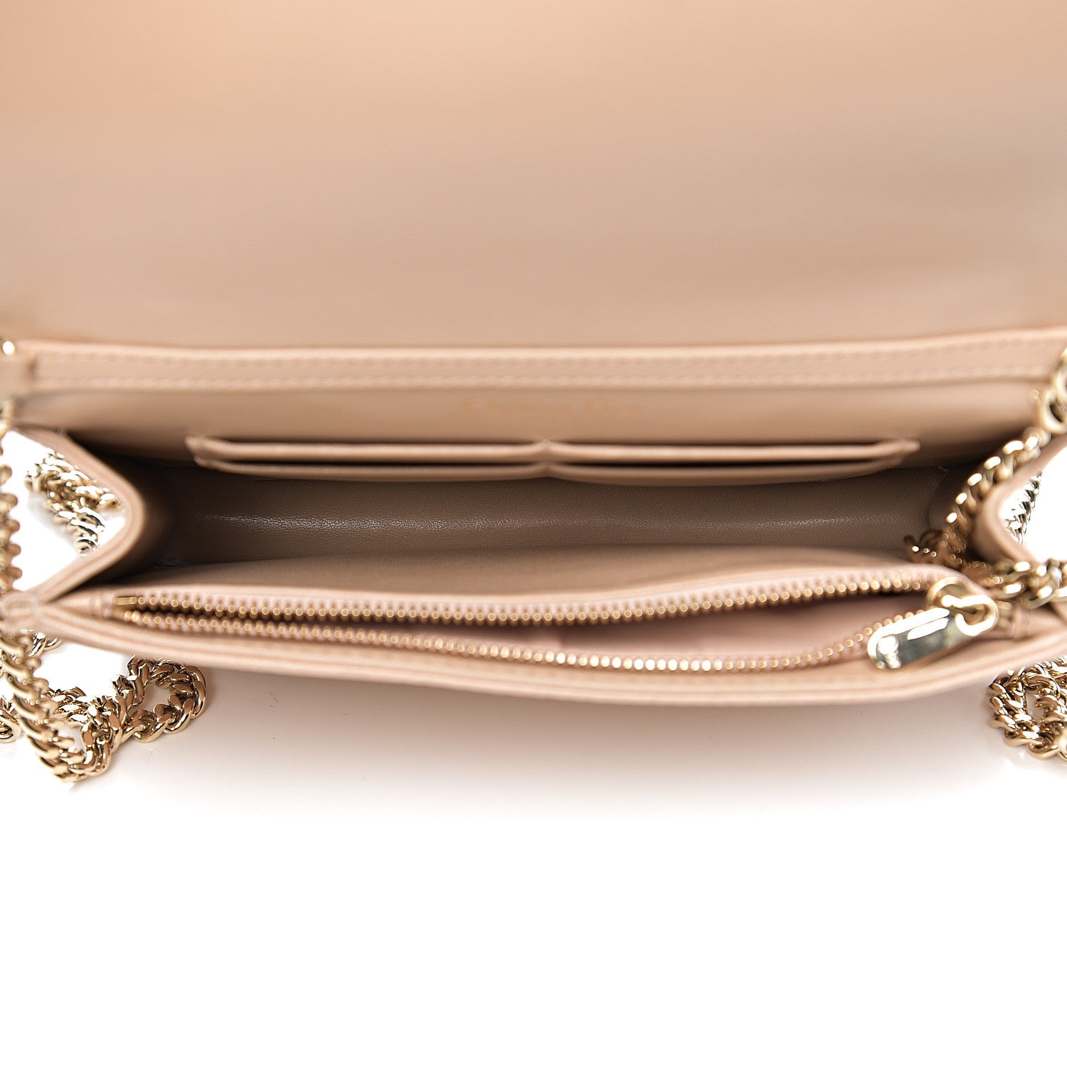 Christian Dior Grained Calfskin Diorama Wallet on Chain Pouch Nude 4 of 13
