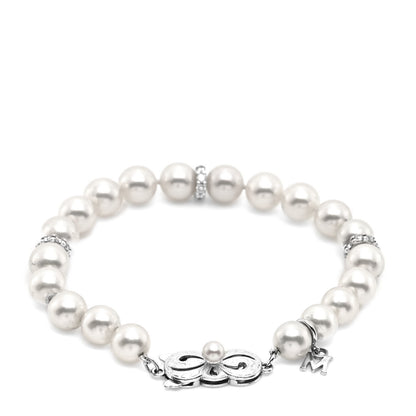 Mikimoto 18K White Gold Diamond Akoya Cultured Pearl 7mm Strand Bracelet 3 of 5