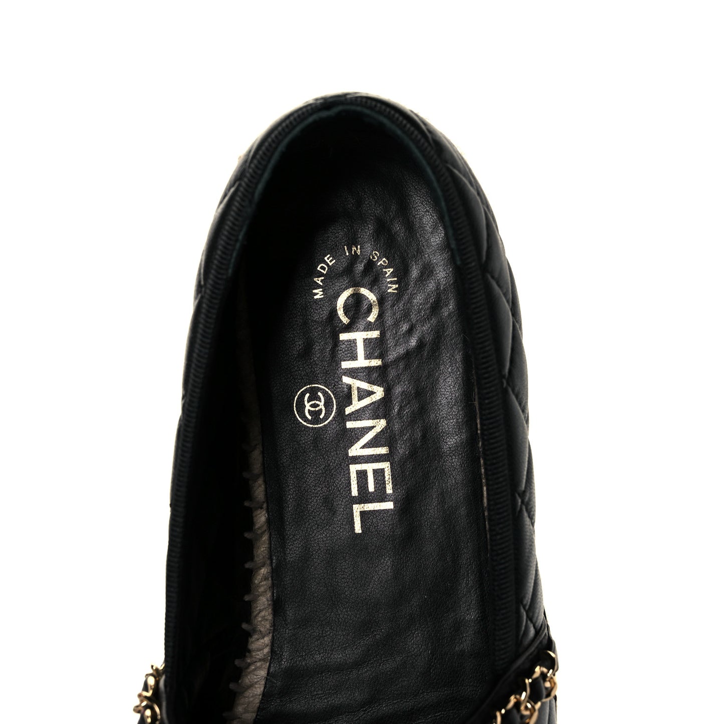 Lambskin Quilted CC Chain Espadrilles 39 Black