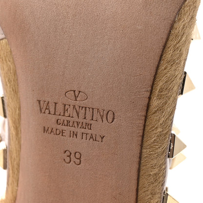 Valentino Garavani Pony Hair Rockstud Ankle Strap Pumps 39 Gold 7 of 9